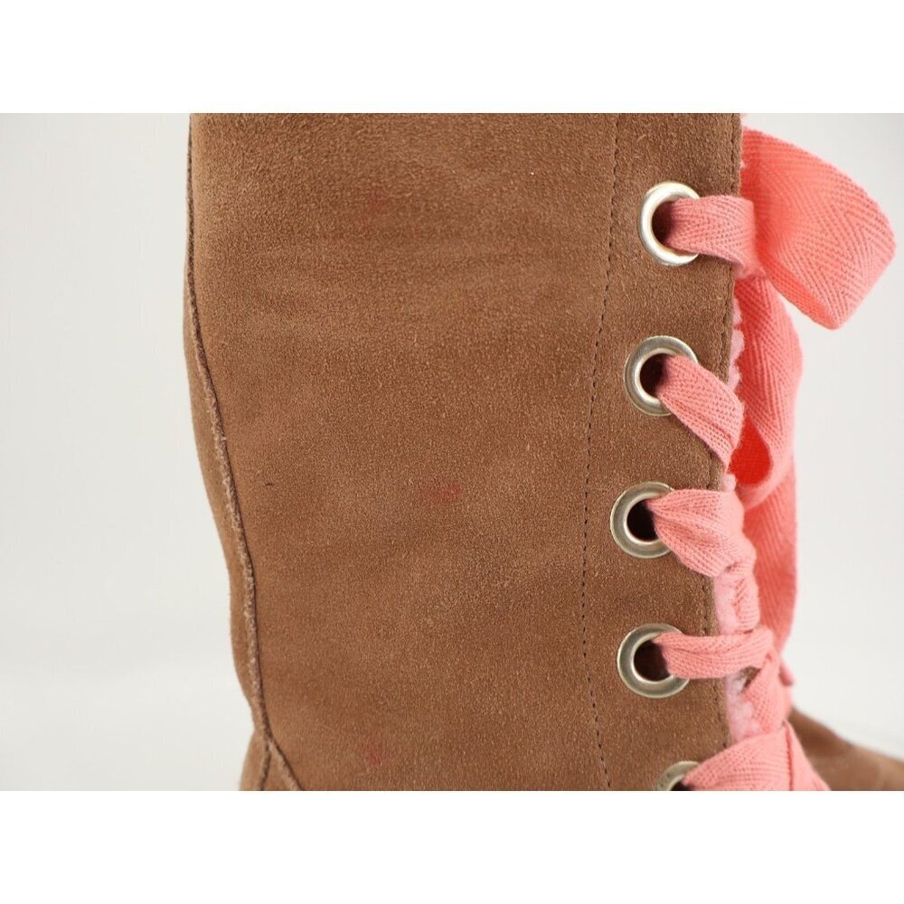 Converse All Star Chuck X-HI Boots US 2 Tan Suede Pink Faux Shearling Lace Up - Picture 3 of 11